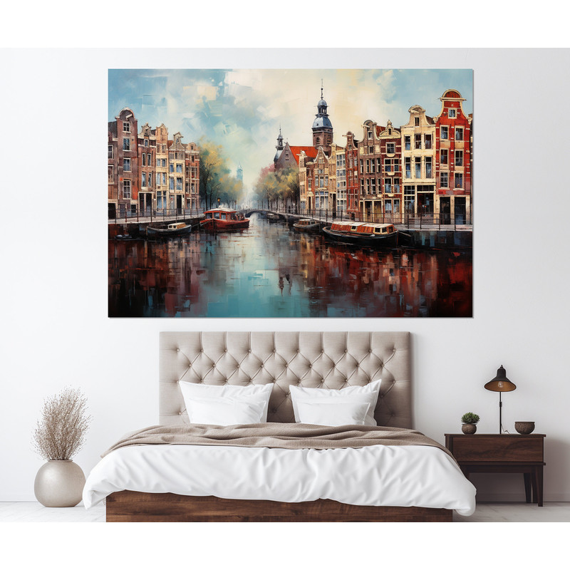 Amsterdam Abstract Canvas Print, Amsterdam Wall Art, Amsterdam Painting, Framed and Ready to Hang.jpg