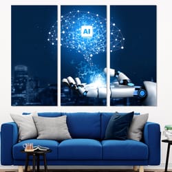 artificial intelligence canvas print, robotics wall art, ai canvas art, it office decor, it wall art