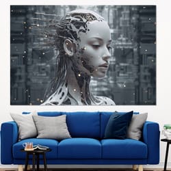 artificial intelligence wall art, robotics canvas print, ai wall art, ai canvas art, it office decor