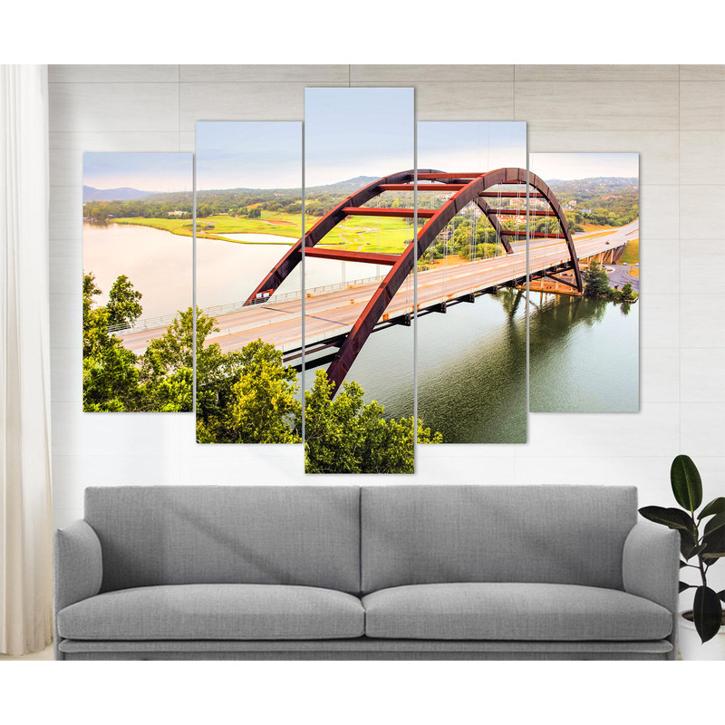 Austin Bridge Canvas Print, Austin Wall Art, Pennybacker Bridge, Austin Skyline, Austin Wall Decor, Large Austin Print.jpg