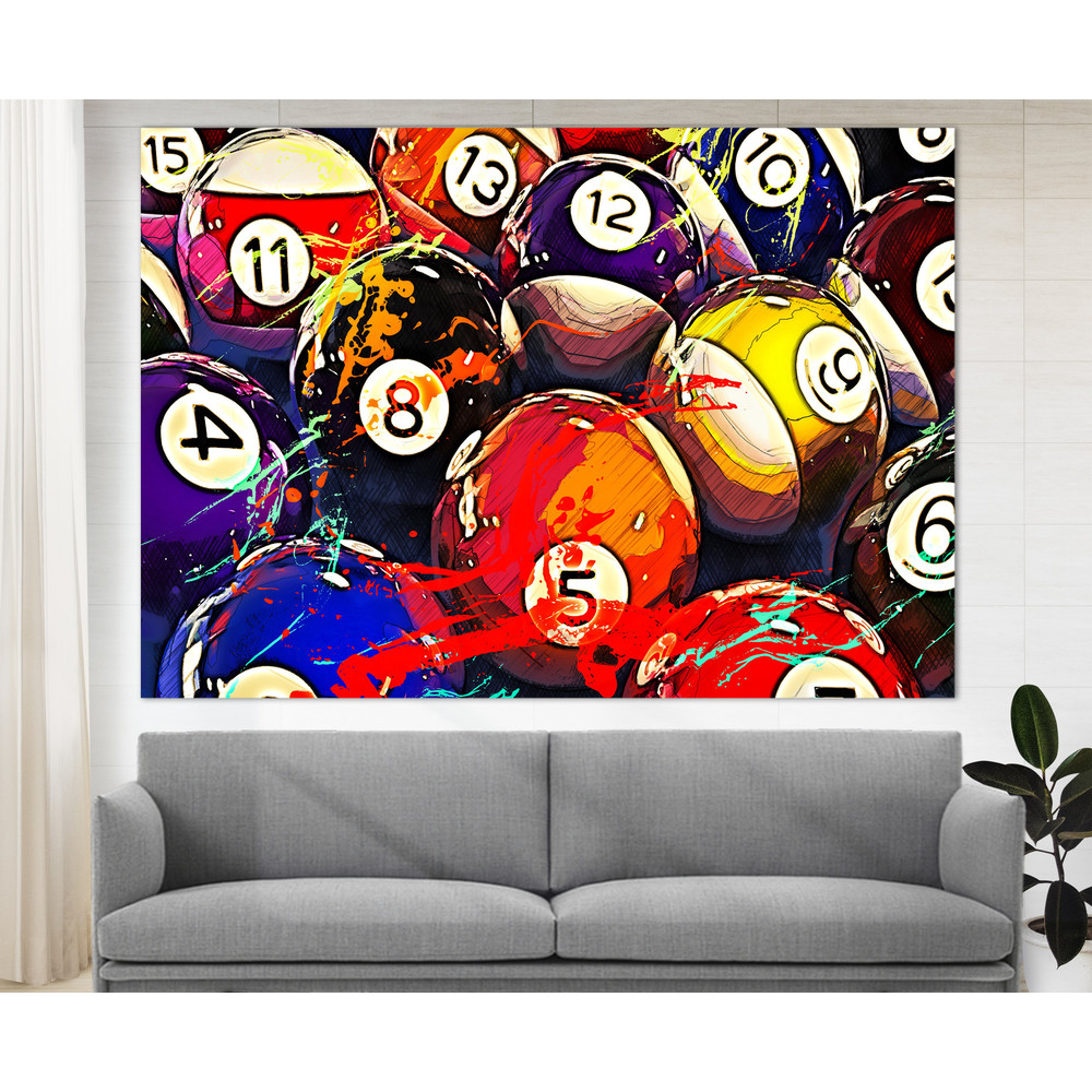 Billiards Canvas Art, Billiards Balls Canvas Print, Abstract Billiards Painting, Game Room Decor, Man Cave Wall Decor, Billiards Fan Gift.jpg