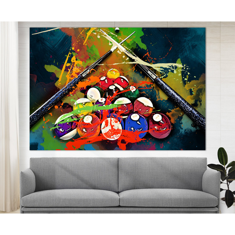 Billiards Canvas Art, Billiards Fan Gift, Billiards Painting Canvas Print, Game Room Decor, Billiards Room Decor, Billiards Wall Decor.jpg