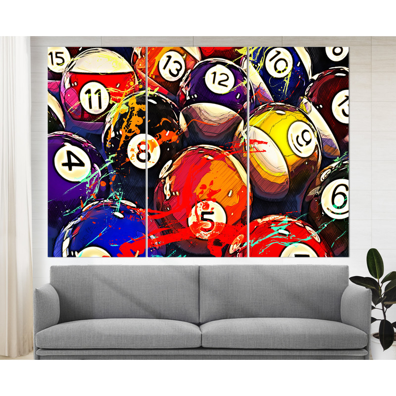 Billiards Wall Art, Billiards Balls Canvas Print, Game Room Decor, Billiards Poster, Gift for Him, Pub Decor.jpg