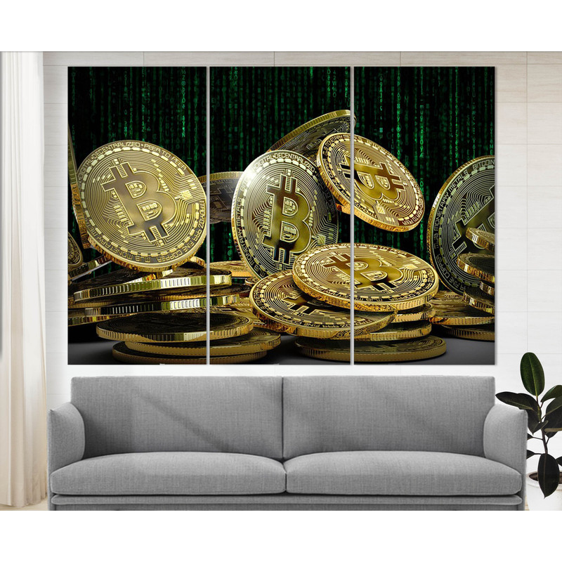 Bitcoin Gold Canvas Art Cryptocurrency Print Bitcoin Wall Art Cryptocurrencies Trading Bitcoin Trader Gift Ethereum Ripple Litecoin Poster.jpg