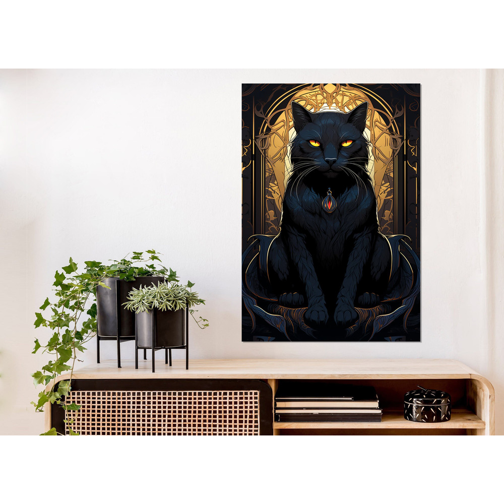 Black Cat Mystical Painting Canvas Print, Framed and Ready to Hand.jpg
