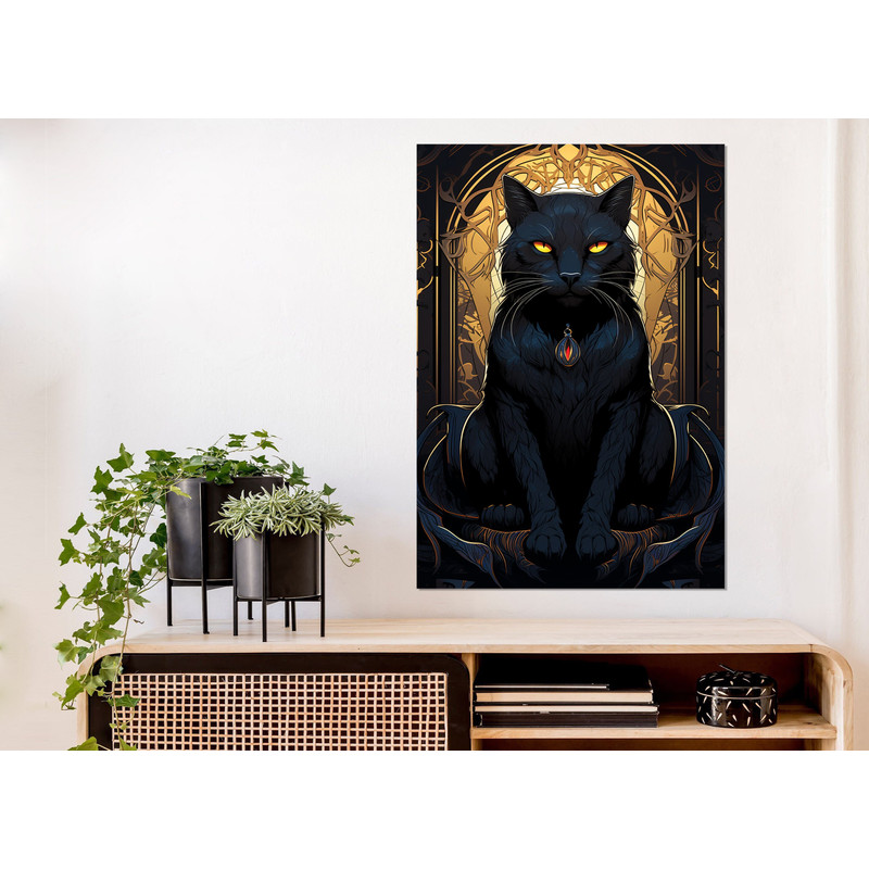 Black Cat Mystical Painting Canvas Print, Framed and Ready to Hand.jpg