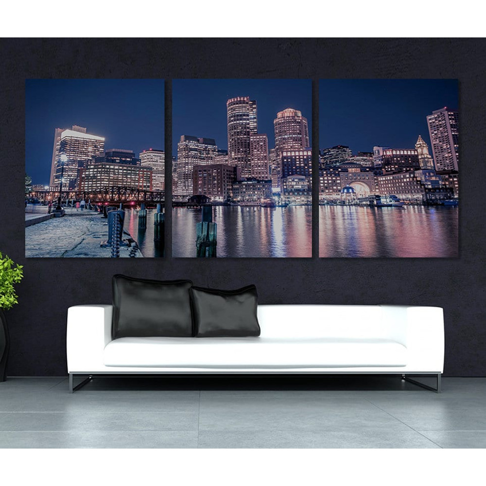 Boston Panoramic Canvas Print, Boston Skyline, Boston Photo, Boston Canvas Art-1.jpg