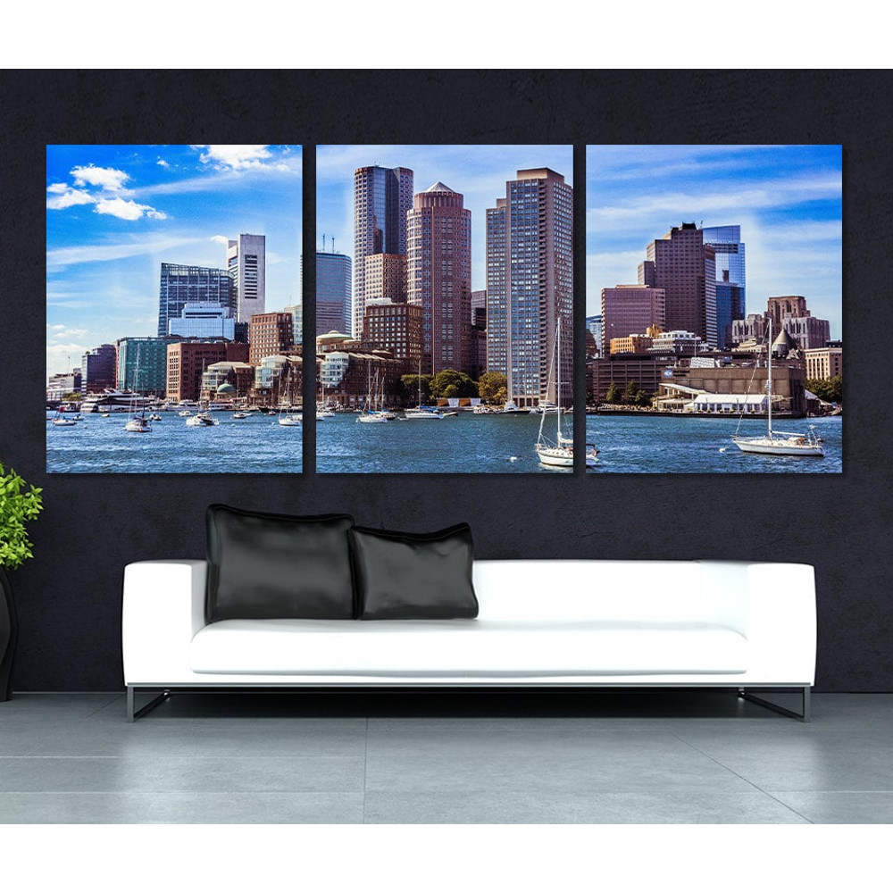 Boston Panoramic Canvas Print, Boston Skyline, Boston Photo, Boston Canvas Art.jpg