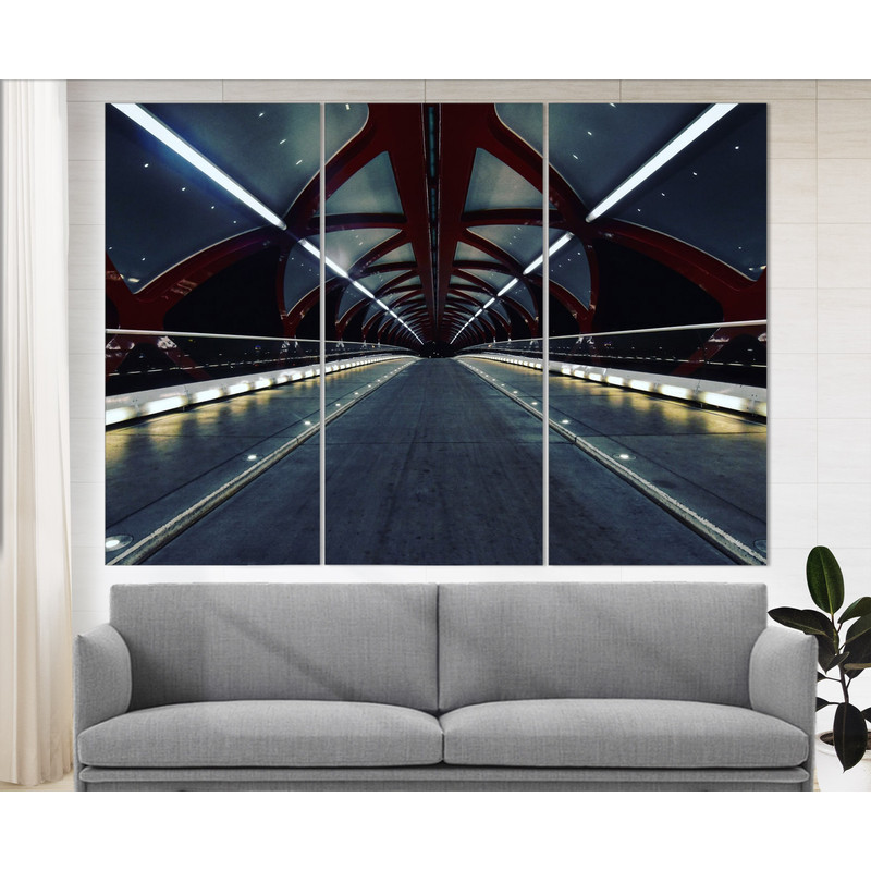 Calgary Peace Bridge Canvas Print, Calgary Canvas Art, Calgary Skyline, Canada Canvas Print, Calgary Wall Art, Calgary Photo, Calgary Art.jpg