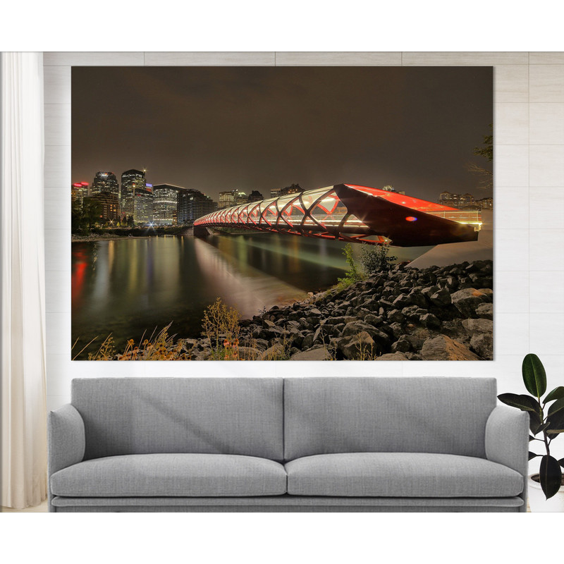 Calgary Peace Bridge Canvas Print, Calgary Skyline, Calgary Wall Art, Calgary Canvas Art, Calgary Poster, Calgary Photo.jpg