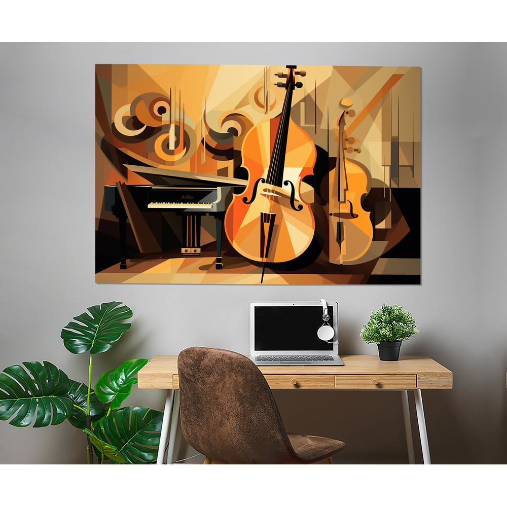 Cello and Piano Abstract Canvas Print, Minimalist Music Canvas Art, Cello Wall Art, Pianist Gift, Cellist Gift, Framed and Ready to Hang.jpg