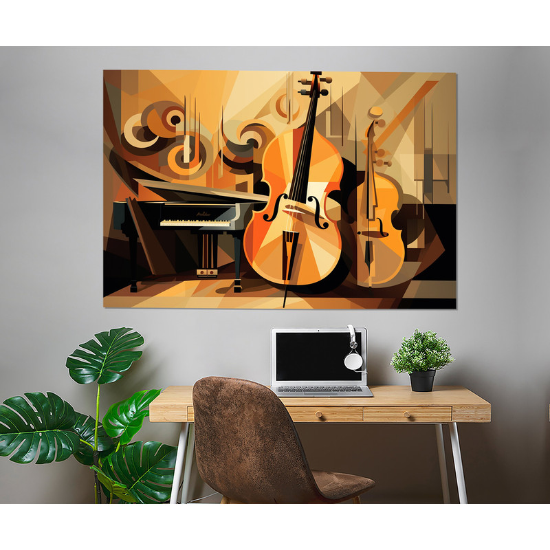 Cello and Piano Abstract Canvas Print, Minimalist Music Canvas Art, Cello Wall Art, Pianist Gift, Cellist Gift, Framed and Ready to Hang.jpg