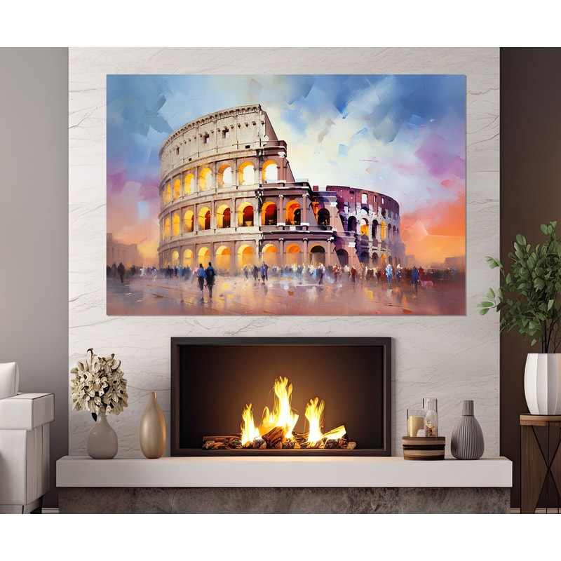 Colosseum Abstract Painting Canvas Print, Rome Wall Art, Colosseum Print, Framed and Ready to Hang.jpg