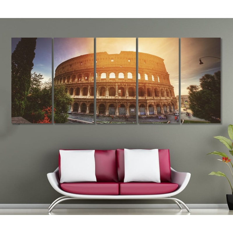 Colosseum Large Panoramic Canvas Print, Rome Wall Art, Colosseum Print, Rome Canvas.jpg