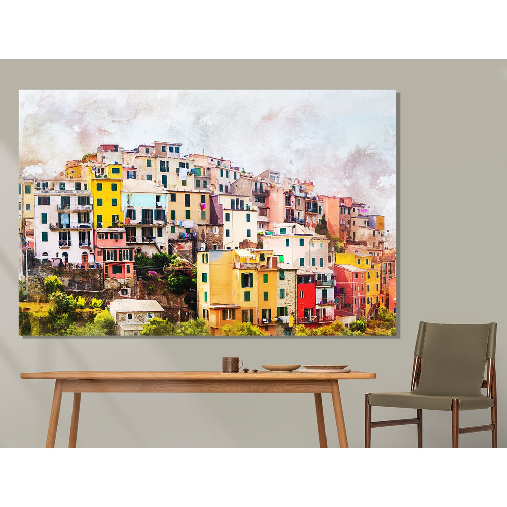 Corniglia, Cinque Terre, Liguria, Italy Wall Art, Corniglia Watercolor Canvas Print, Italian Wall Art.jpg