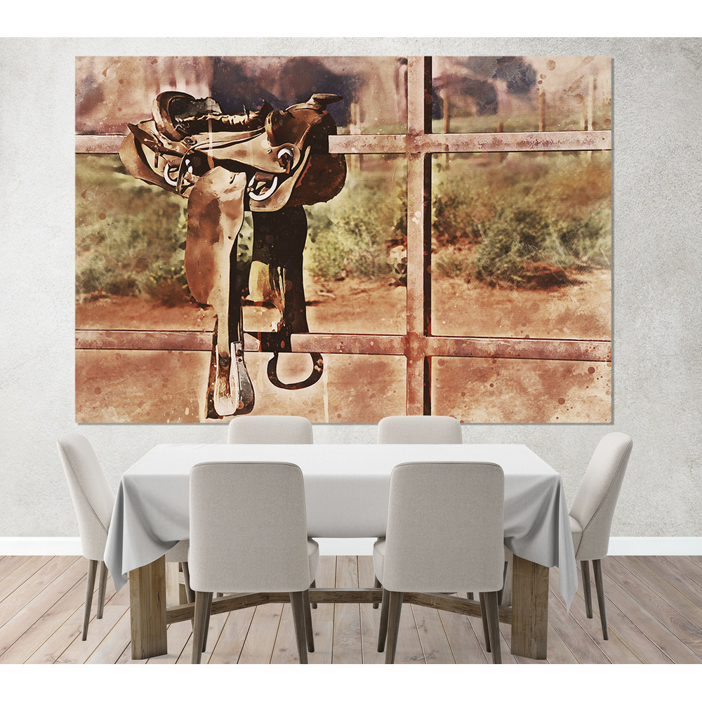 Cowboy Wall Art, Saddle Canvas Print, Abstract Saddle Painting, Cowboy Gift.jpg