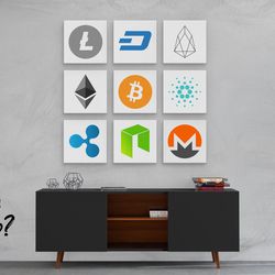cryptocurrencies canvas print cryptocurrency gift bitcoin art trading bitcoin gold ethereum ripple l