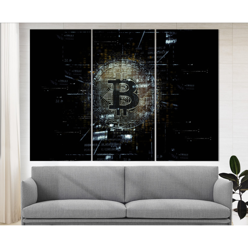 Cryptocurrency Bitcoin Canvas Art, Bitcoin Wall Art, Trading Office Wall Decor, Gift for Trader Cryptocurrencies Print, Bitcoin Canvas Print.jpg