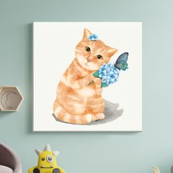 cute baby hamster canvas print, nursery canvas art, baby room decor, kids room wall art, watercolor