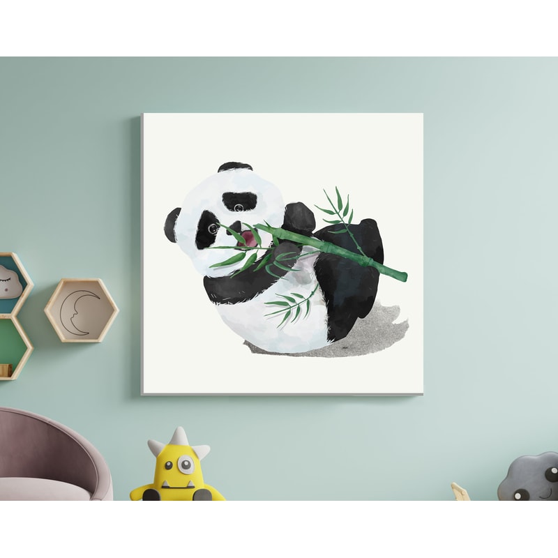 Cute Baby Panda Canvas Print, Nursery Canvas Art, Baby Room Decor, Kids Room Wall Art, Watercolor Panda Print.jpg