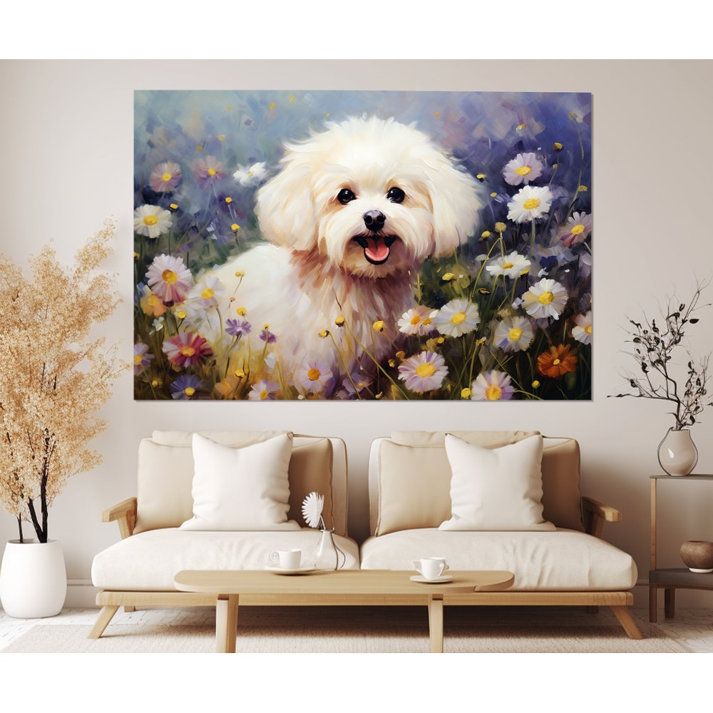 Cute Dog Painting Canvas Print, Groomer Gift, Vet Gift, Vet Hospital Wall Decor, Framed and Ready to Hang.jpg