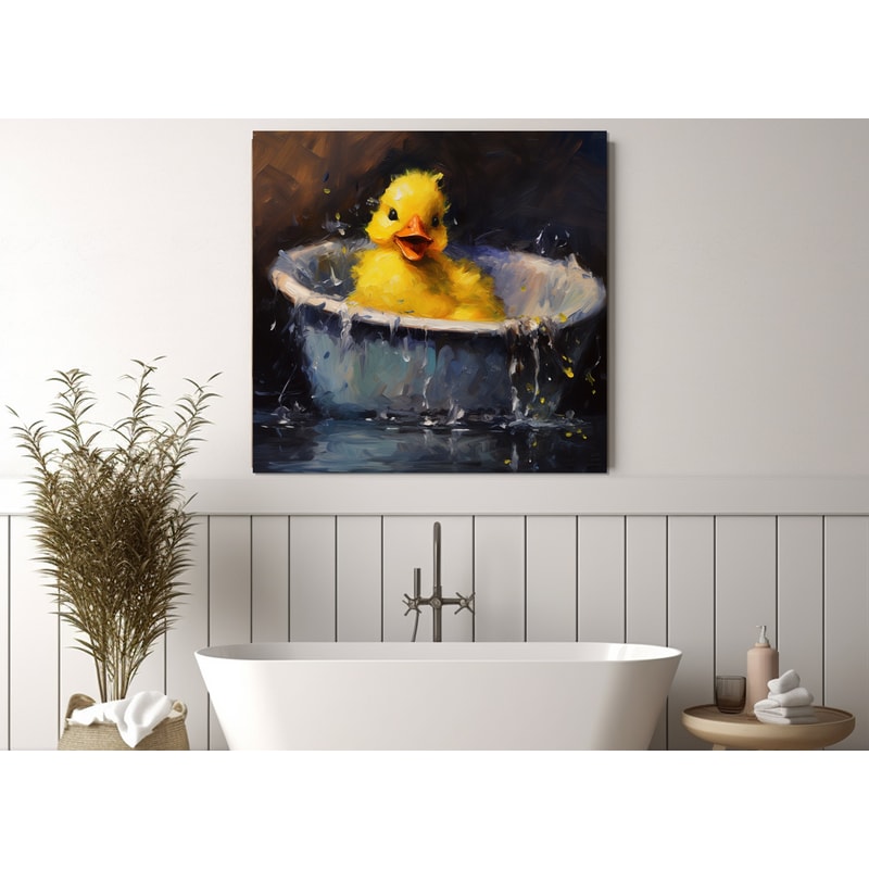 Cute Duck in the Bathtub Painting Canvas Print, Bathroom Wall Art, Bathroom Wall Decor, Nursery Canvas Art, Baby Room Decor.jpg