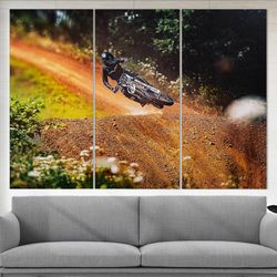 dirt bike canvas art, motocross wall art, motocross print, mountain bike poster biker gift bike spor