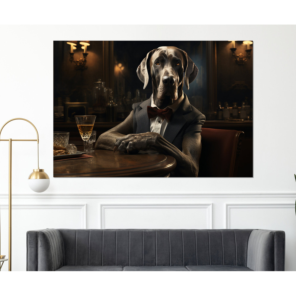 Dog in a Suit with Alcohol Canvas Print, Politician Gift, Businessman Gift, Pub Wall Art, Framed and Ready to Hang.jpg