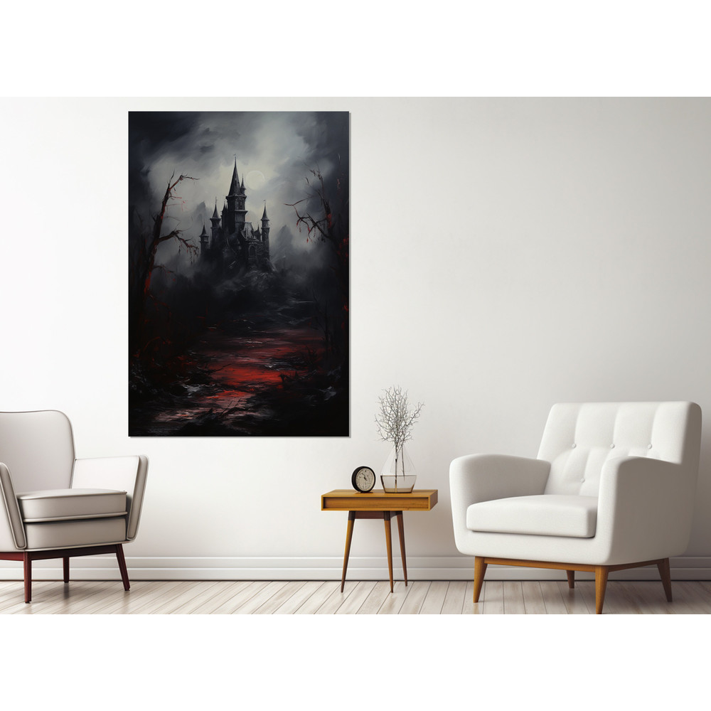 Dracula Castle Painting Canvas Print, Bran Castle Painting, Romania Wall Art, Framed Wall Art.jpg