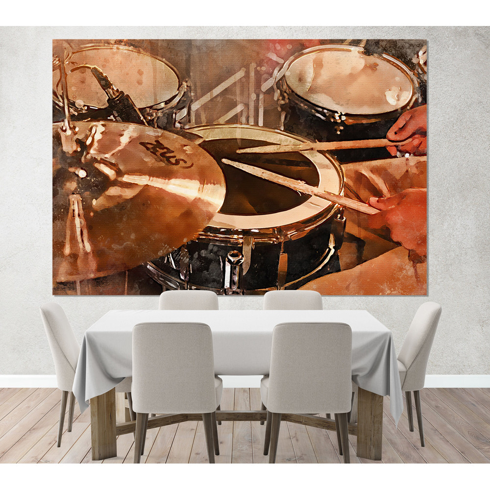 Drums Canvas Art, Watercolor Music Wall Art, Drummer Gift, Drums Canvas Print.jpg