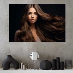 fashion wall art, beauty saloon wall decor, girl with beautiful hair canvas print, hairdresser gift,