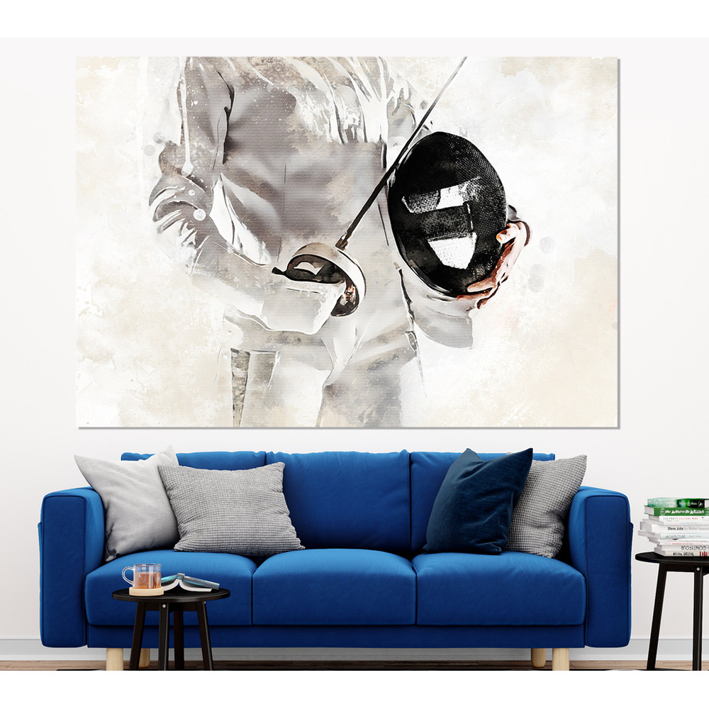 Fencing Wall Art, Fencing Canvas Print, Fencing Coach Gift, Watercolor Fencing Poster, Fencer Gift.jpg