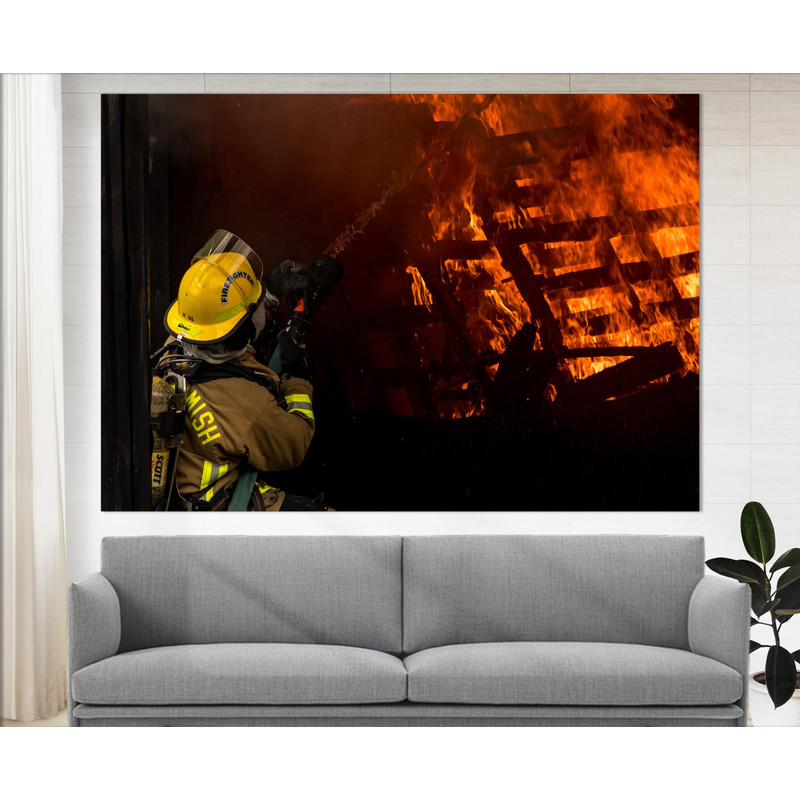 Firefighter Wall Art Fire Canvas Art Firefighter Gift Fireman Present Fireman Wall Art Husband Gift Fireman Christmas Gift Housewarming Gift.jpg
