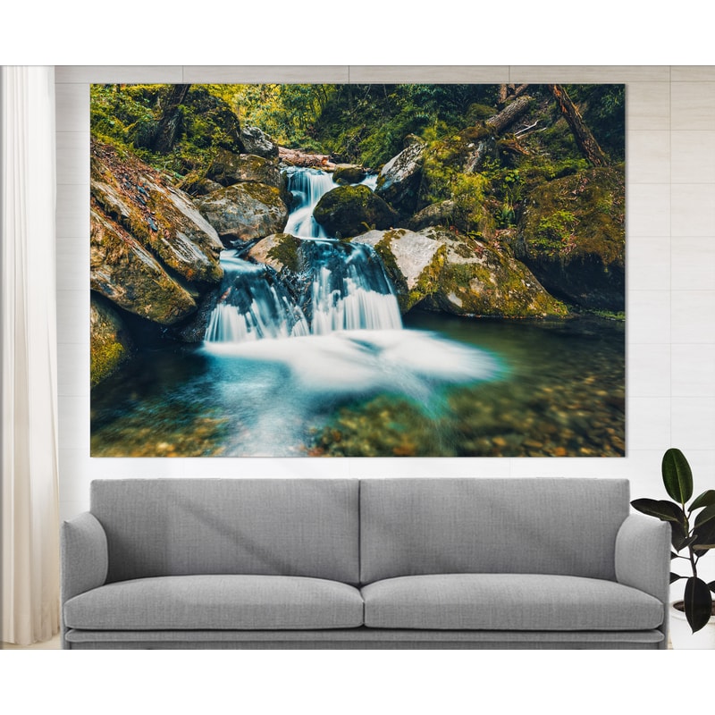 Forest Waterfall Canvas Print, Waterfall Photo, Nature Wall Art, Waterfall Landscape.jpg