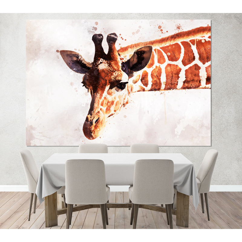 Giraffe Canvas Print, Giraffe Watercolor Canvas Art, Giraffe Painting, Giraffe Wall Art.jpg