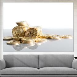 golden bitcoin print, bitcoin canvas art cryptocurrency dollar bitcoin wall art cryptocurrencies tra