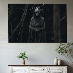 gothic wall art, ghost in the darkness canvas print, vintage gothic painting, dark academia wall art