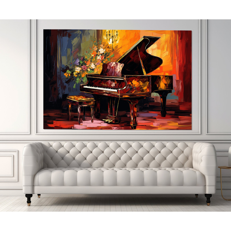 Grand Piano Painting Canvas Print, Piano Bar Wall Decor, Pianist Gift, Abstract Piano, Framed and Ready to Hang.jpg
