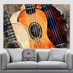 guitar watercolor canvas print, abstract guitar photo, guitar player gift, musician gift, guitar wal