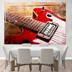 guitar watercolor canvas print, abstract guitar wall art
