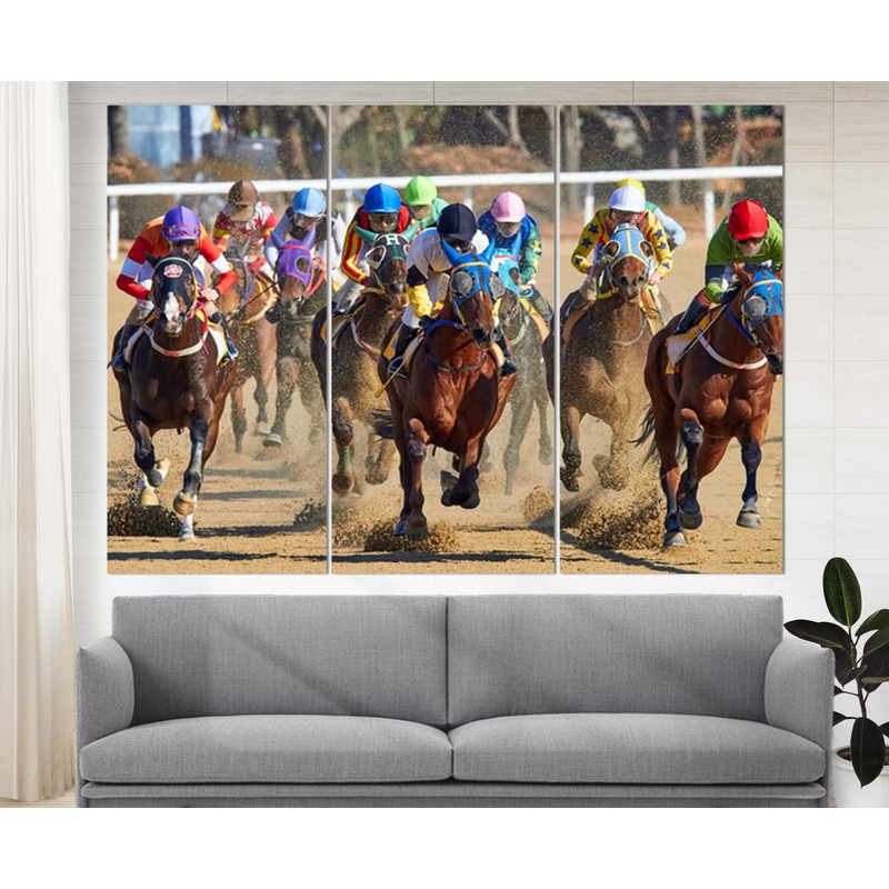 Horse Racing Canvas Print, Horse Wall Art, Horse Racing Print, Horse Racing Fan Gift.jpg
