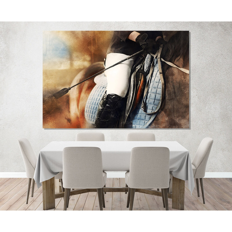 Horse Riding Canvas Print, Abstract Horse Riding Wall Art, Horse Sports Wall Decor.jpg