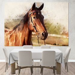 horse watercolor canvas print, horses wall art, horse painting, horse print