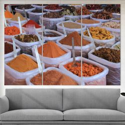 indian spices canvas print, indian food wall art, restaurant decor, asian herbs, kitchen wall art, f