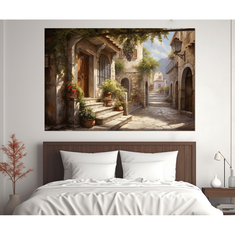 Italian Village Painting Canvas Print, Italy Wall Art, Italy Village Wall Art, Framed and Ready to Hang.jpg