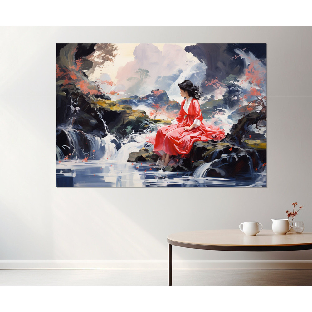 Japanese Wall Art, Abstract Japanese Canvas Print, Japanese Painting, Framed and Ready to Hang.jpg