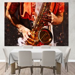 jazz wall art, trumpeter gift, trumpet canvas print, abstract music wall art, musician gift