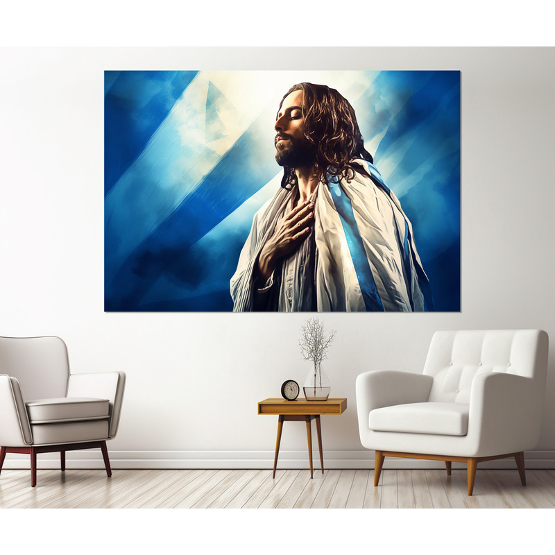 Jesus Christ Painting Canvas Print, Religious Wall Art, Stand with Israel, Framed and Ready to Hang.jpg