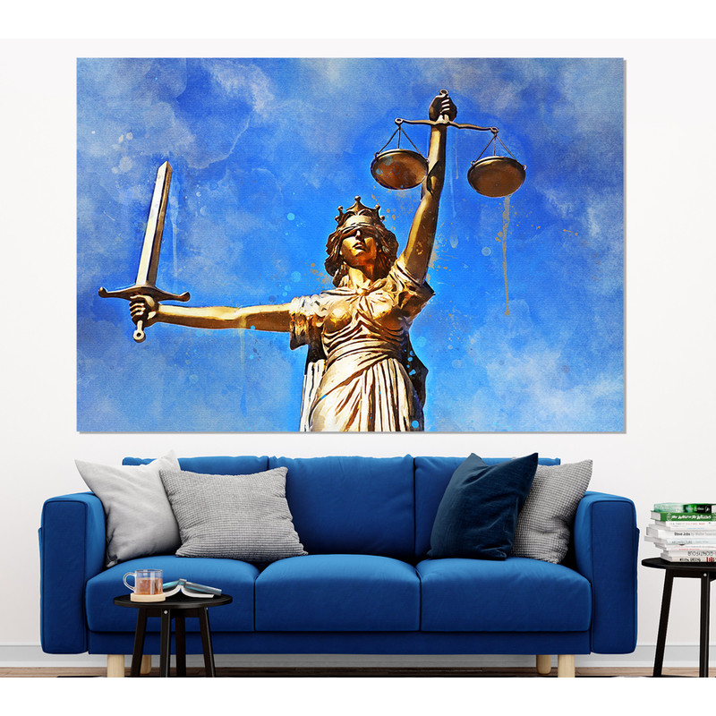 Justice Canvas Print, Gift for Lawyer Office Decor Judge Wall Art Law Attorney Gift Femida Lawyer Gift Law Canvas Art Law Painting.jpg