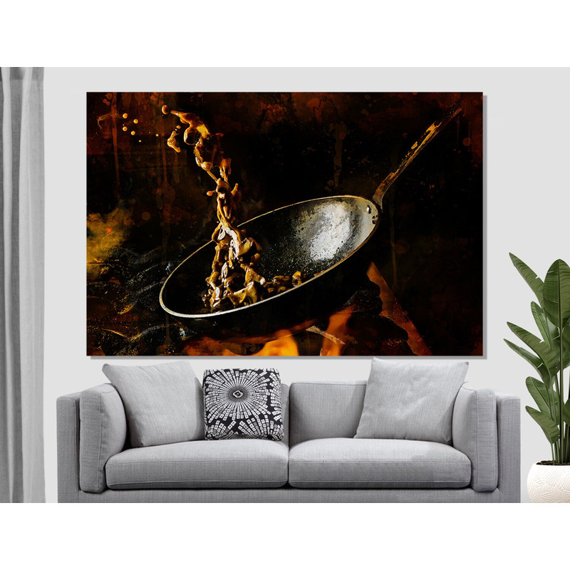 Kitchen Wall Decor, Cook Gift, Frying Canvas Print, Cooking Wall Art, Restaurant Decor.jpg